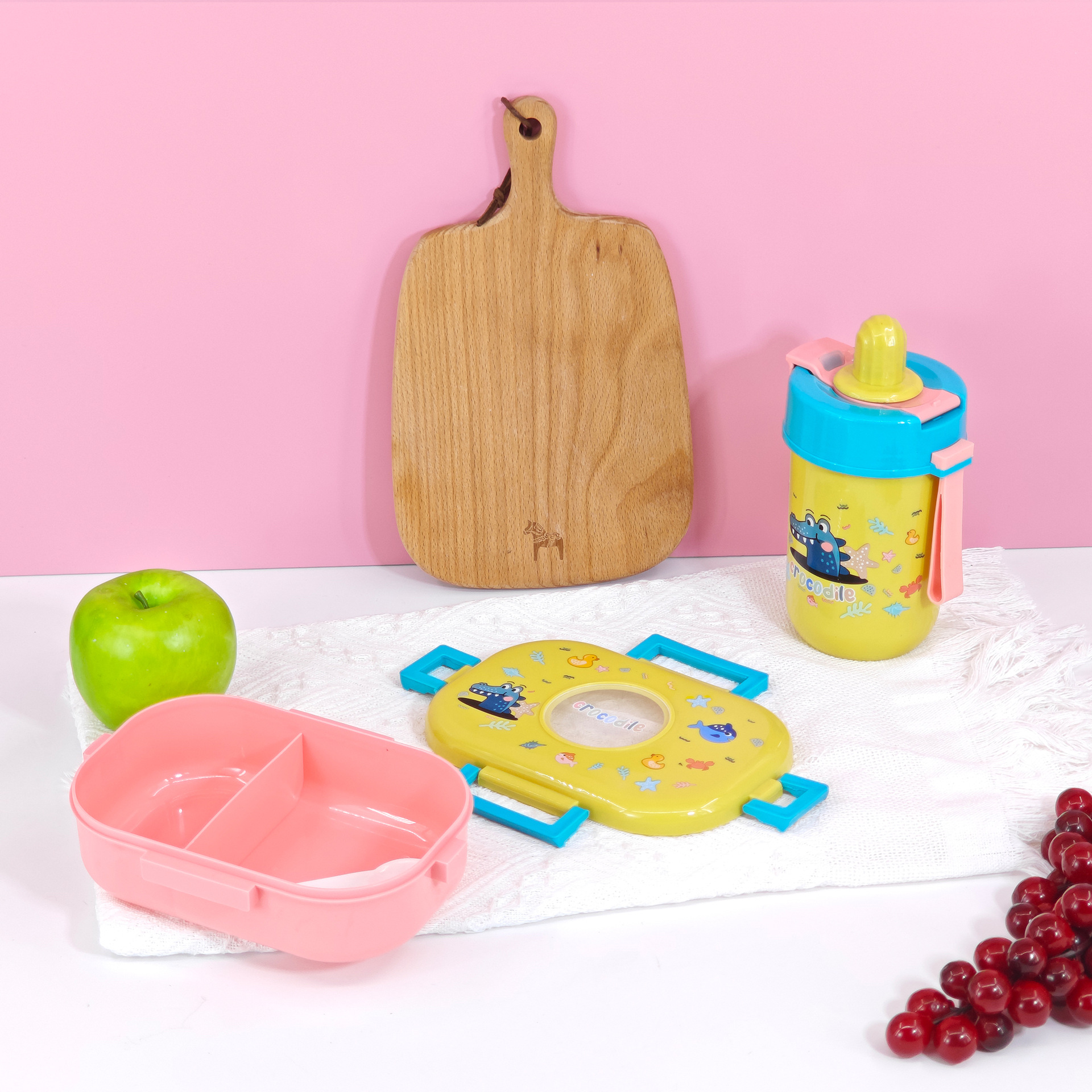 JINGMAO venta caliente caja de almuerzo de dibujos animados kettle set estudiantes niños lindos caja de almuerzo de almuerzo bebida directa taza de agua de paja