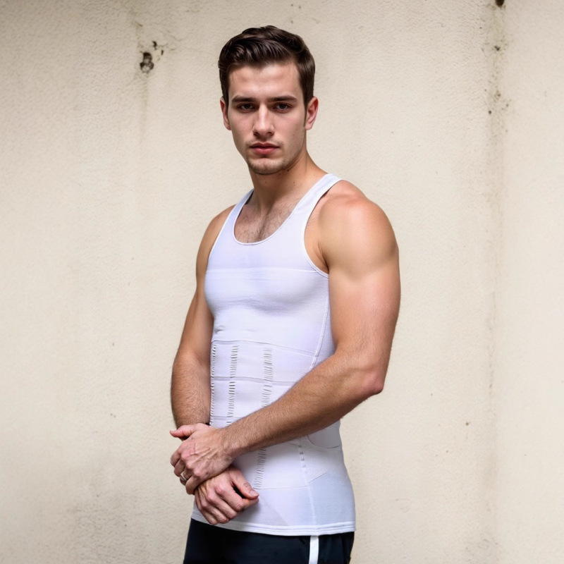 Amazon Hot Sale Men's Slim Fit Vest Abdominal Slim Fit Vest Heavy Tight Fitness Elastic Sweat