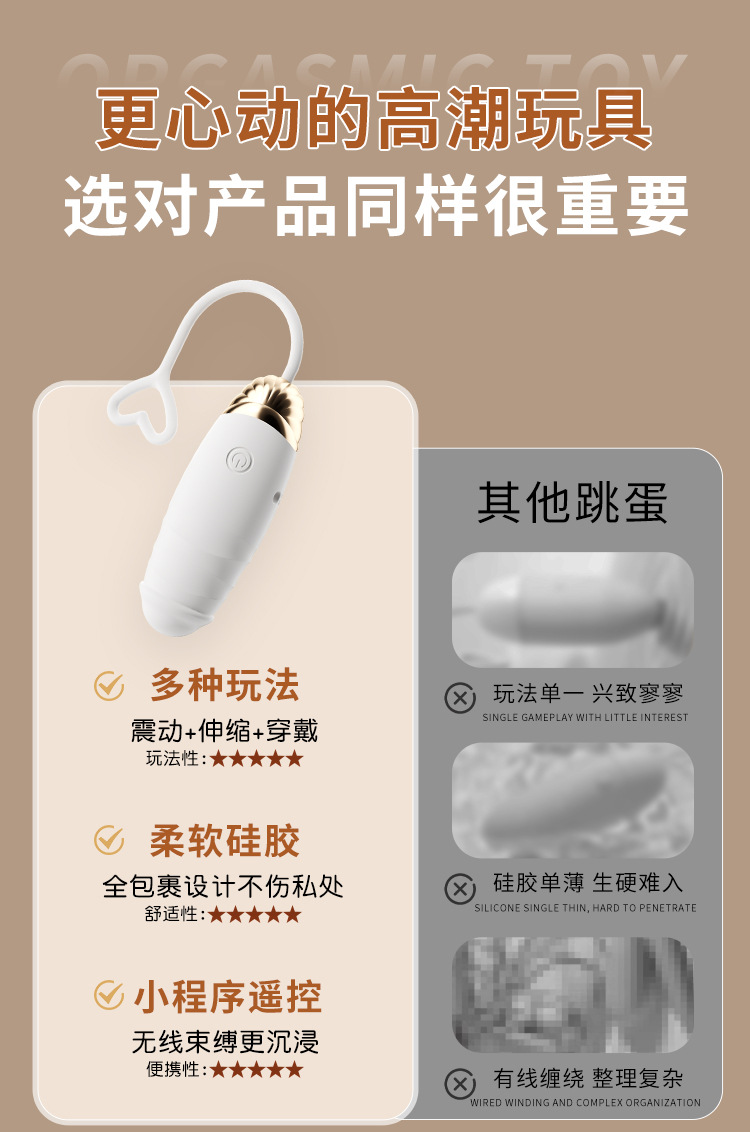 Jiuai Wearable Vibrating Egg with Wireless Remote Control, Silicone Adult Couples Toy — detail image 3