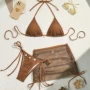 网格挂脖女式分体比基尼