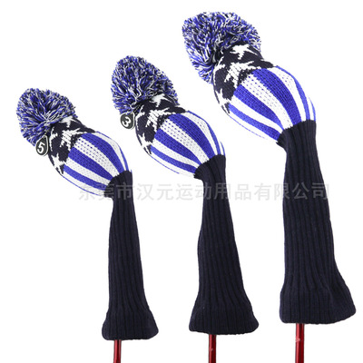 厂家跨境电商 高尔夫木杆套杆头套帽套球杆套 毛线针织 一套