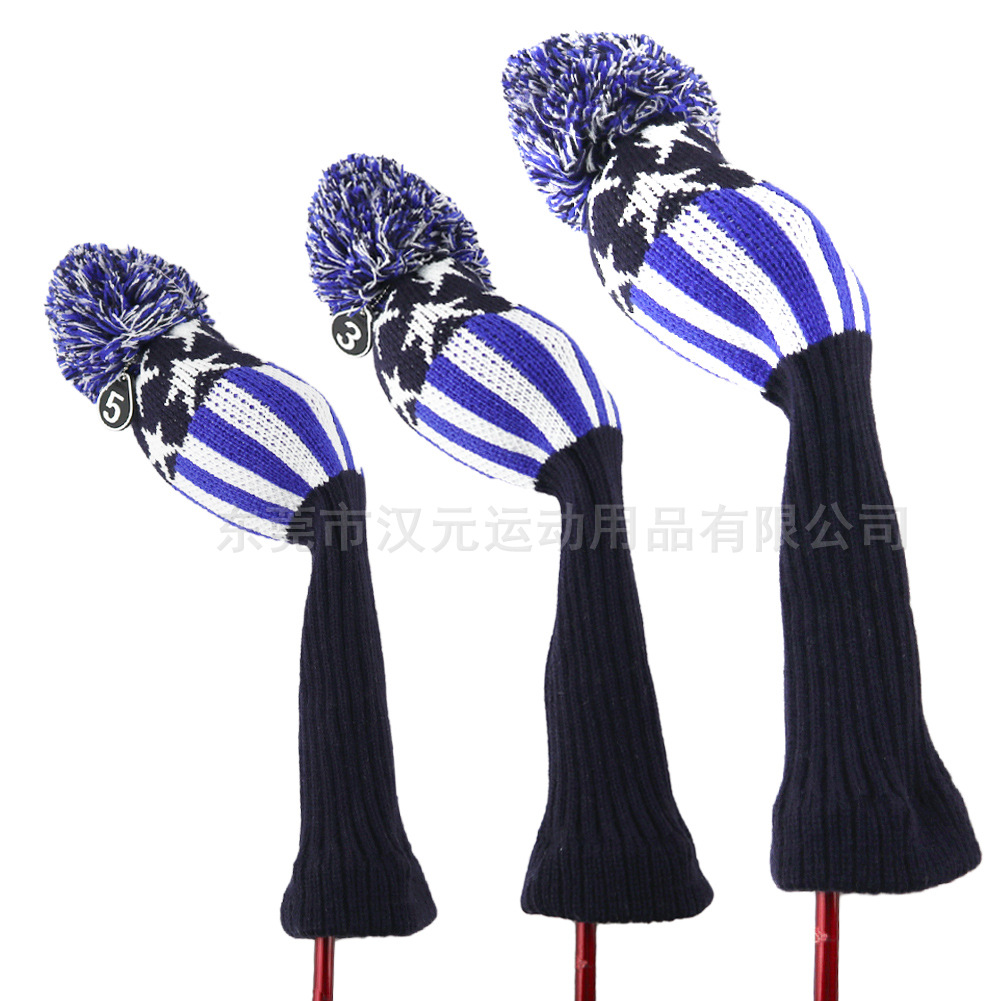 厂家跨境电商 高尔夫木杆套杆头套帽套球杆套 毛线针织 一套