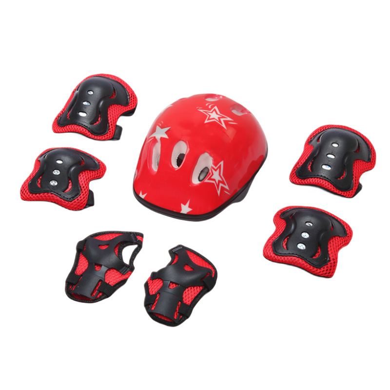 Children's Helmet Protective Gear 7-Piece Set Roller Skating Skating Pulley Skateboard Balance Car Sports Knee Pads