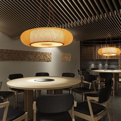 新中式竹编吊灯客厅卧室灯东南亚包间餐厅灯田园茶室创意竹艺灯具