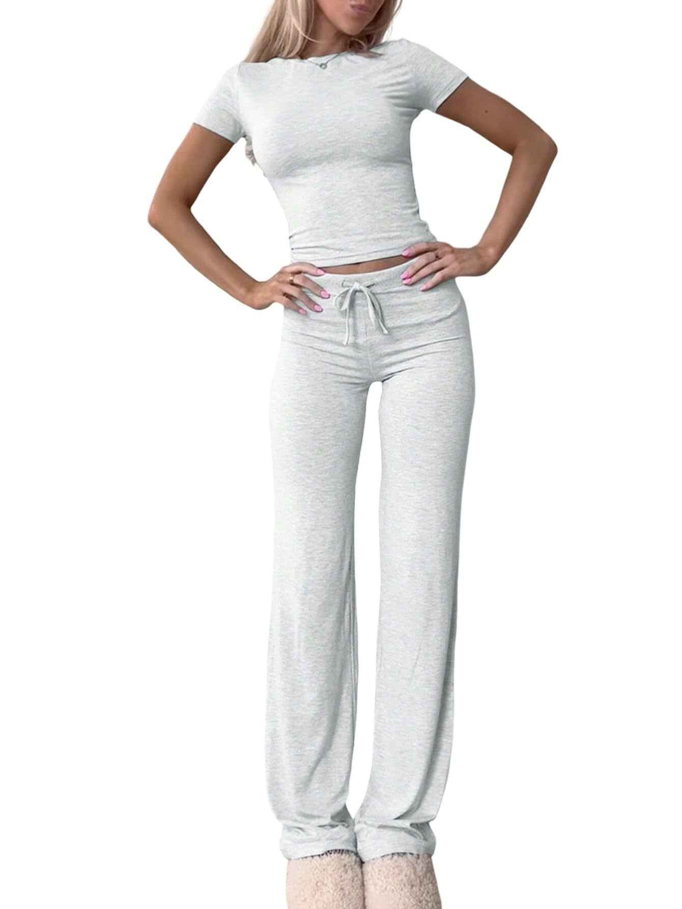 New Casual Short-sleeved Top, Trousers, Loungewear, Sportswear, Yoga Clothes_ecoleips.com