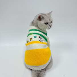 宠物针织毛衣小狗小猫比熊泰迪蓝白英短兔子印花开衫加厚狗狗衣服