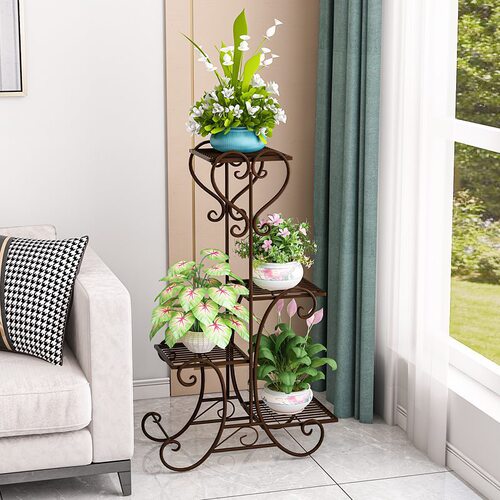Cross-border assembly of multi-layer flower racks for living room floor-standing balcony decorative flower racks storage racks pothos wrought iron flower pot racks