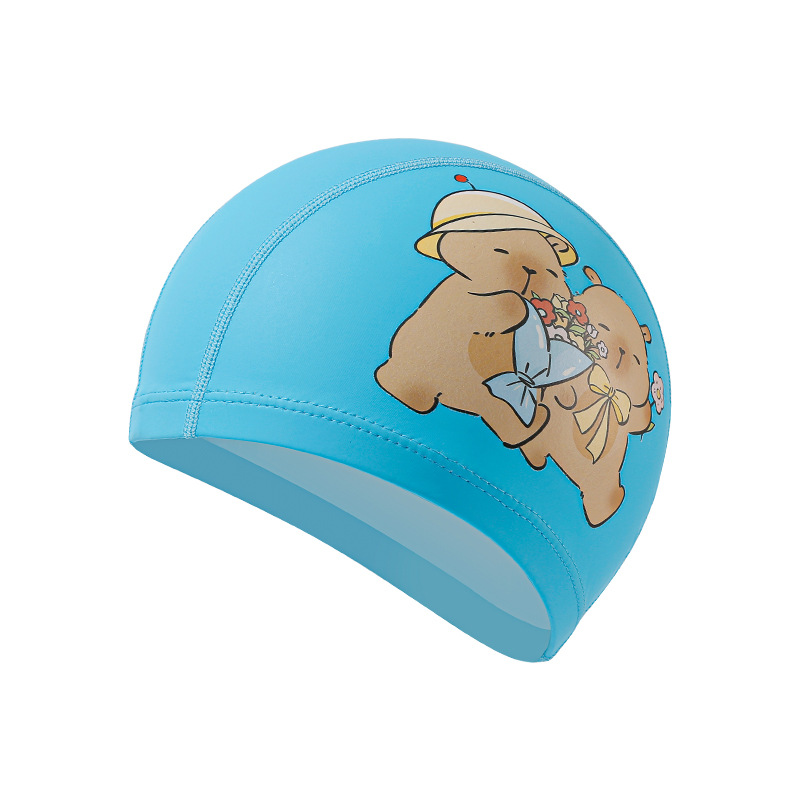Blue swimming cap, with little bears