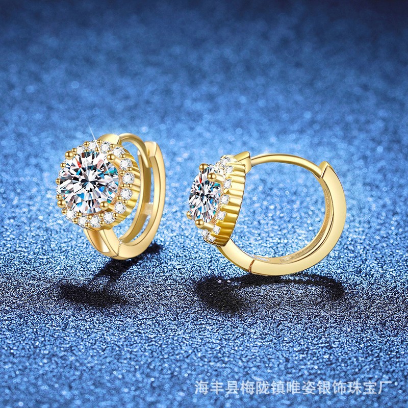 S925 pendientes de plata pendientes de diamantes de las mujeres pendientes de girasol elegante simple 50 puntos 1 Karat pendientes moissanite