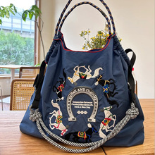 日系刺绣马环保袋购物袋大容量学生通勤女包
