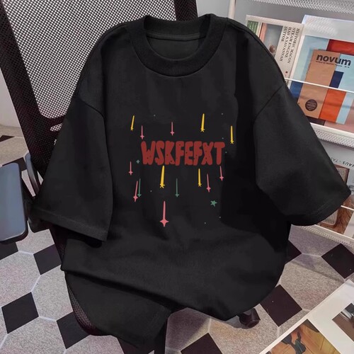 American retro fashion brand heavy cotton short-sleeved T-shirt men's letter print summer loose niche ins trend half-sleeves