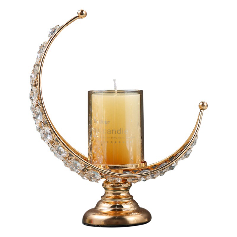 Transfronterizo nuevo cristal hogar vela Mesa Luna candelabro luz lujo retro aromaterapia vela titular Decoración