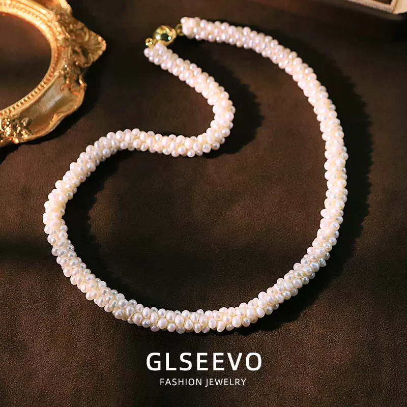 天然淡水珍珠毛毛虫磁吸扣项链小众简约颈链高级感手工时尚锁骨链