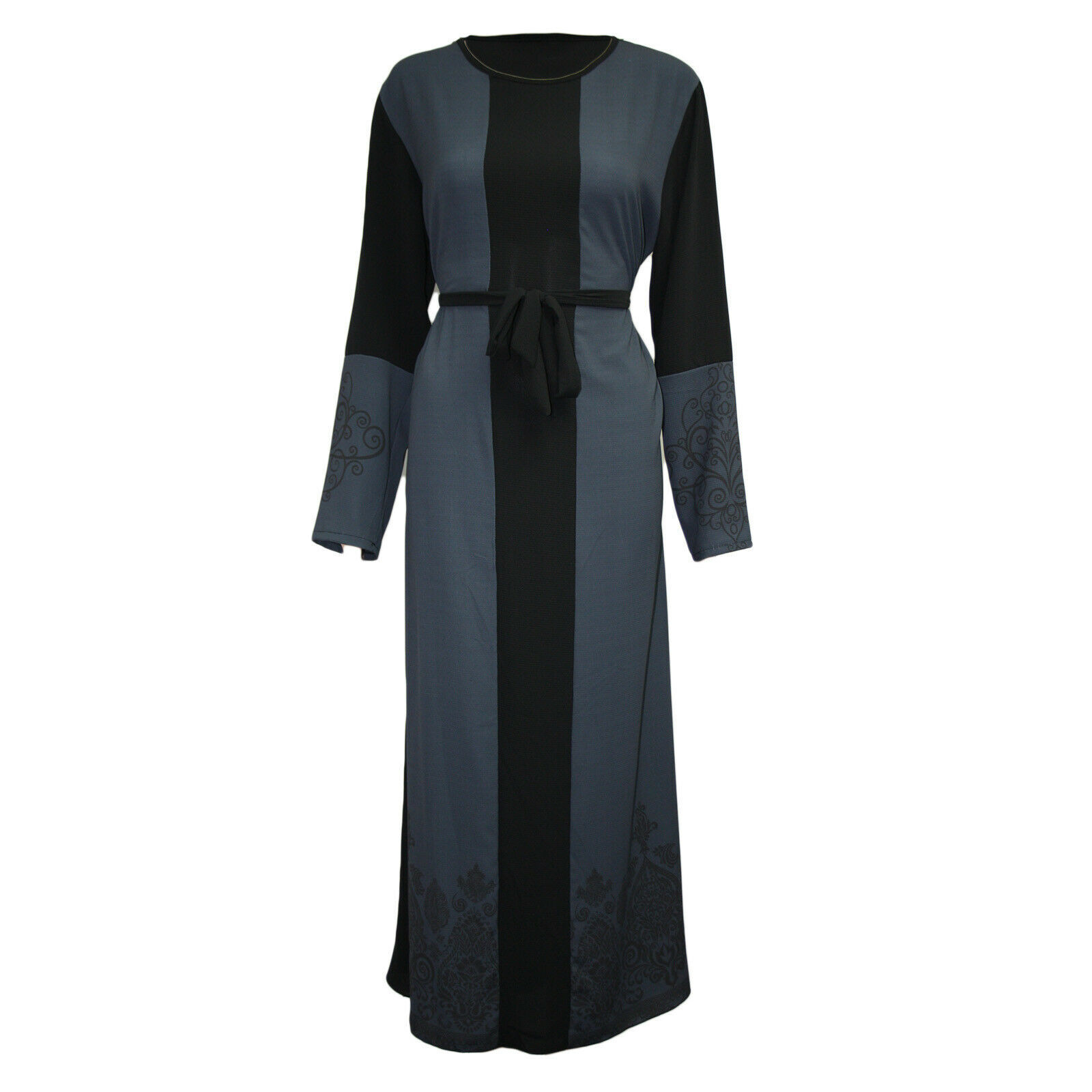 Robe K Temperament avec manches longues imprimées, ceinture patchwork et jupe longue, style nouveau et tendance_voghion.com