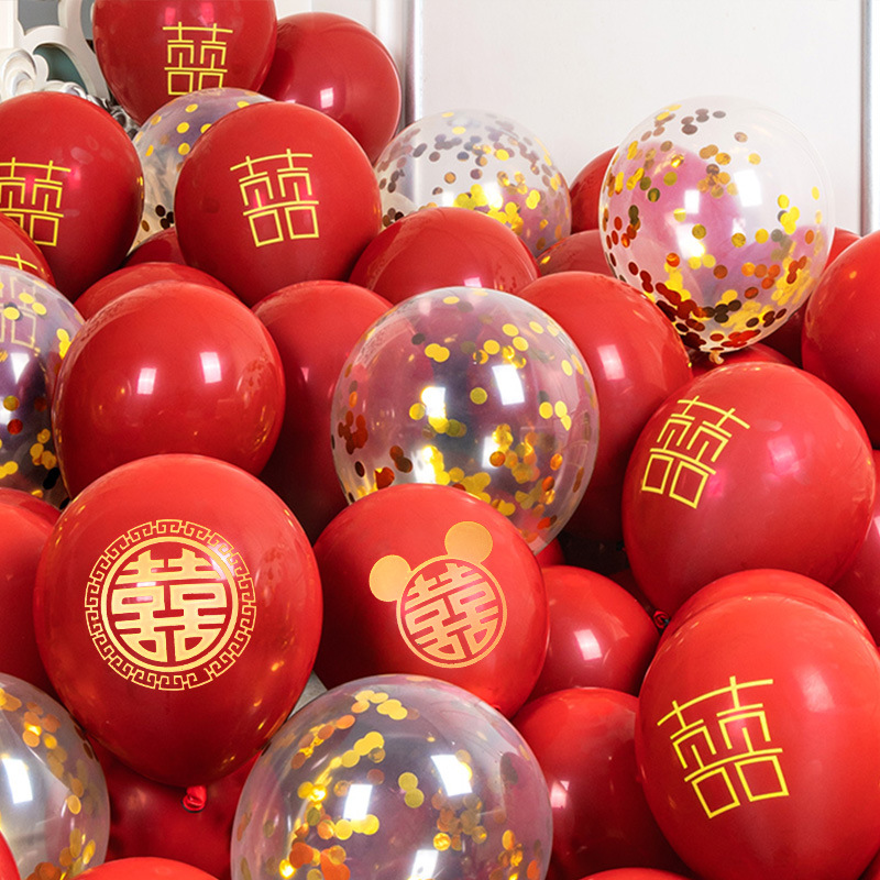 Decoración de la casa de boda globo de boda doble capa gruesa granada rubí globo rojo compromiso suministros de boda