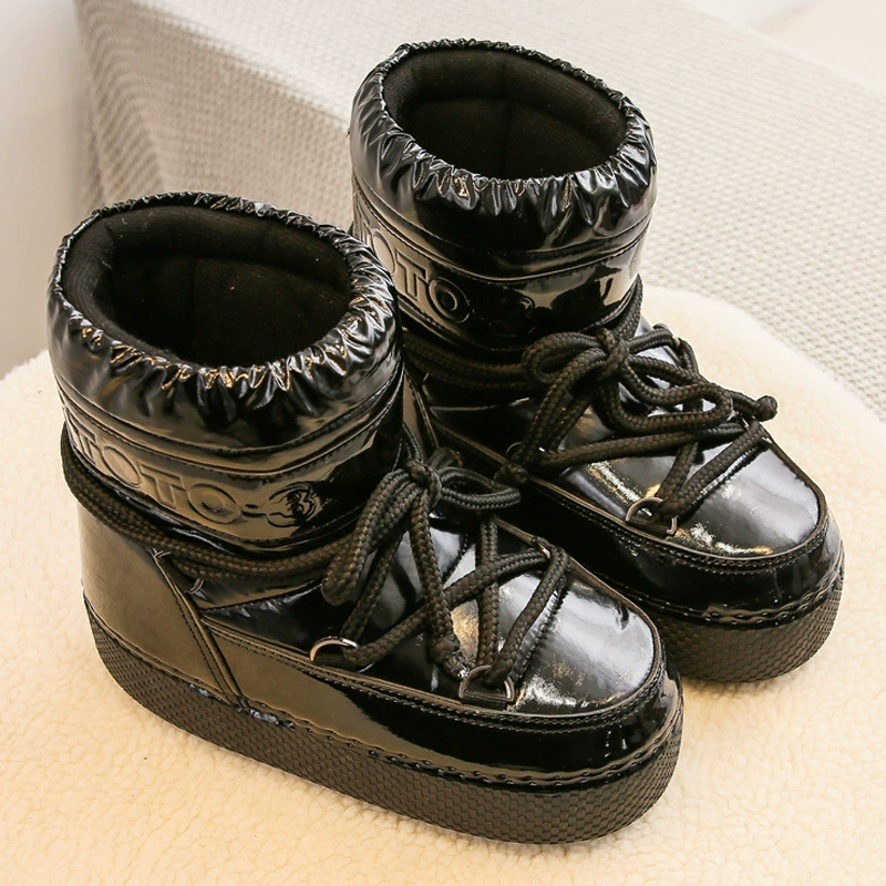 Winter waterproof platform snow boots, moon/space style, insulated, sizes 34–41