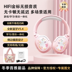 クロスボーダー新型ベルベットベアー収納袋ヘッドセットbluetoothイヤホン高ダイナミック立体音響bluetooth 5.4