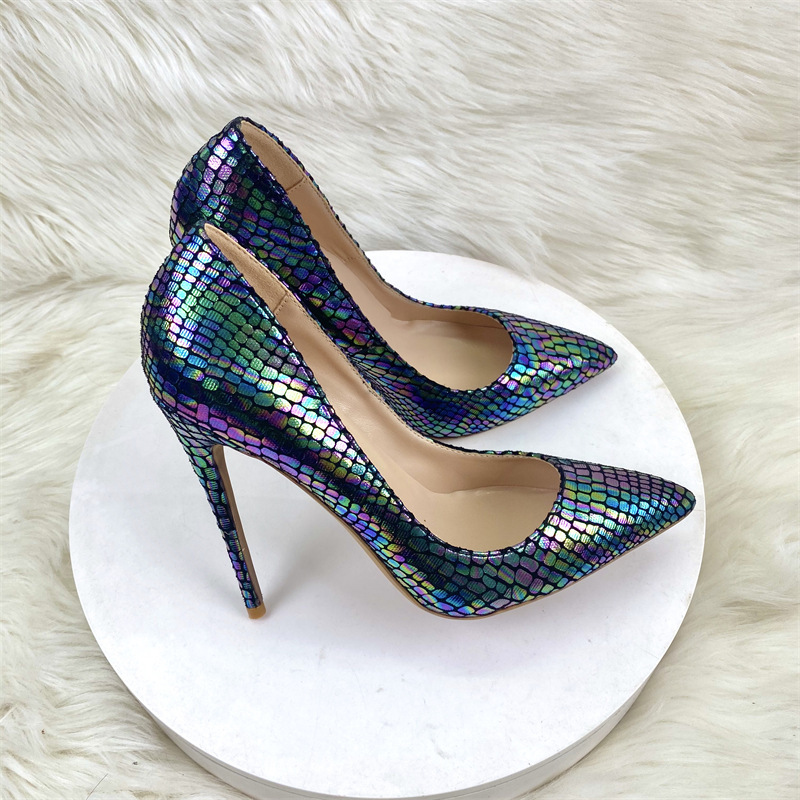 Cross-border foreign trade wholesale Europe and the United States new color stone pattern high heels 12CM pointed stiletto heel shallow women's shoes Cross-border foreign trade wholesale Europe and the United States new color stone pattern high heels 12CM pointed stiletto heel shallow women's shoes
