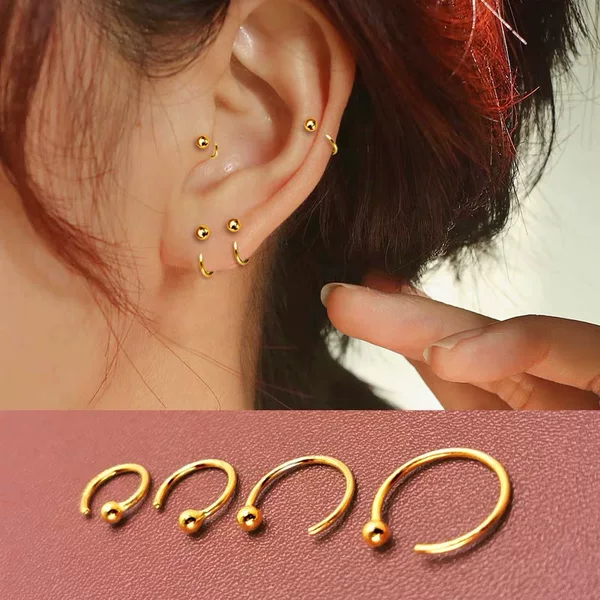 Golden Ear Ring ear studs 2023 new trendy ear bone stud female earrings small ring small ear ring ear bone ring ear bone ring