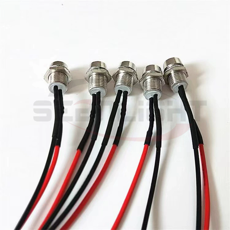 LED-индикаторная металлическая лампа, 12В, 8 мм