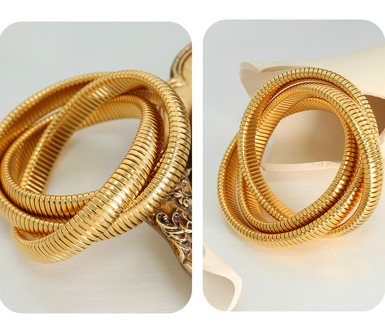 Party Occasion 304 Stainless Steel Material PVD Coated Real Gold Plated 18K Gold Color Block Solid Color Titanium Steel Simple Style Waterproof Non Tarnish 304 Stainless Steel Bangle