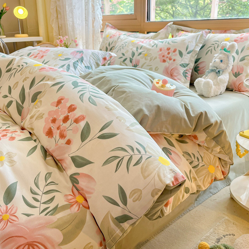 100 algodón cuatro piezas cubierta de cama 2025 nuevo dormitorio de estudiantes sábanas de tres piezas cubierta de cama