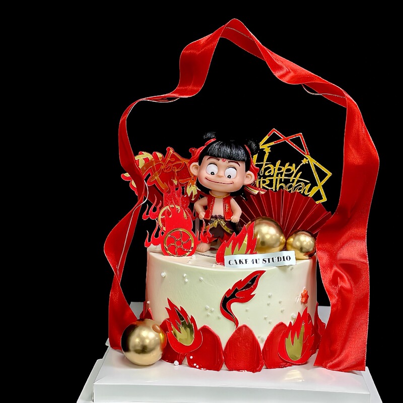 网红哪吒魔丸降世公仔摆件烘焙儿童生日哪吒蛋糕装饰手办插牌插件|undefined