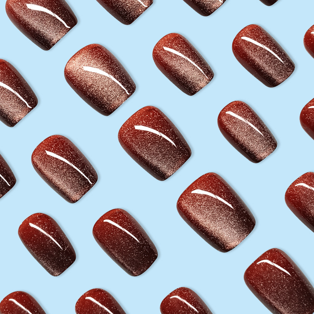 Comercio exterior té marrón ojo de gato corto para usar el sistema de color de uñas Meilade blanquear y transparente manicuras de uñas cortas