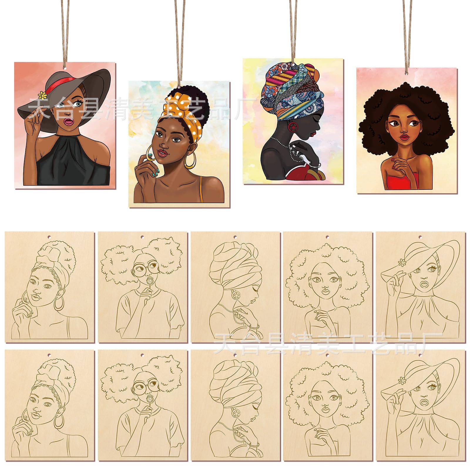 Artesanías de madera inacabadas Dibujo de niños para adultos a granel Pre-taladrado Pintura de madera Decoración Artesanías de piezas de madera