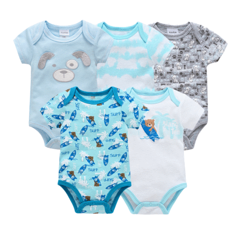Baby onesie set of 5 pieces, short-sleeved, hip-hop style, summer new design, Instagram-style girl's clothing for wholesale cross-border.