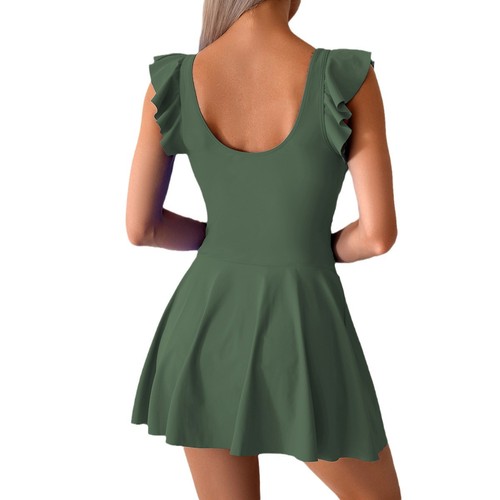 2025 Women's One-piece Swimsuit, Hot Spring European and American Sports Dress-style Conservative Plus-size Swimwear