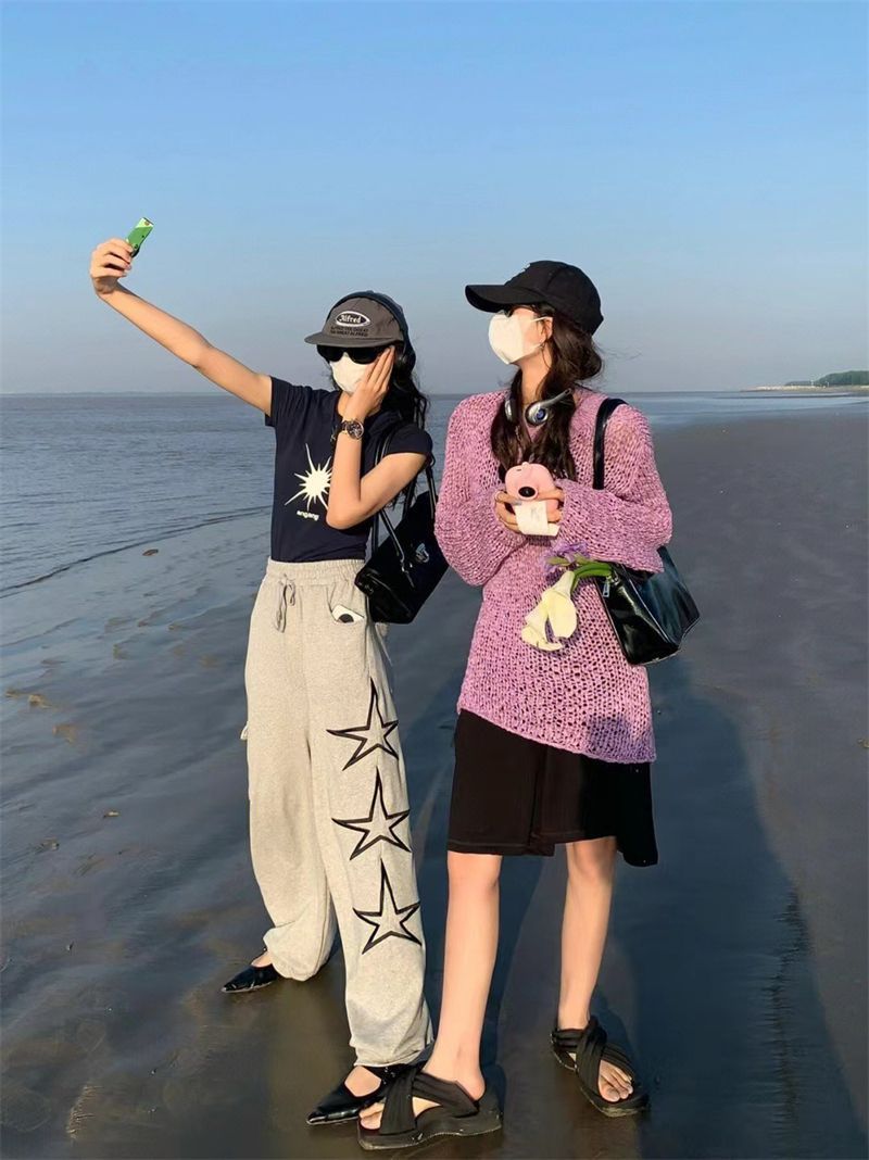 Title 14, Kadın Yıldız İşlemeli Geniş Paça Pantolon, şık ...