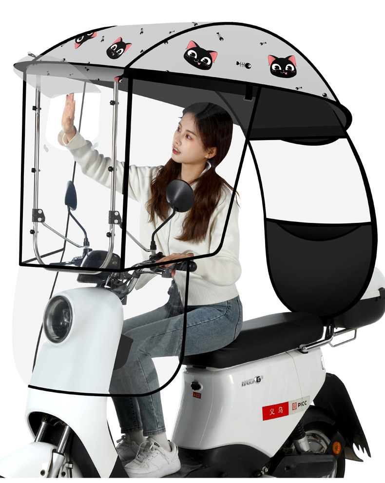 Electric Vehicle Rain Shelter, Canopy, Sunshade, Windproof Cover, Detachable Umbrella, Sunshade for Electric Motorcycles
