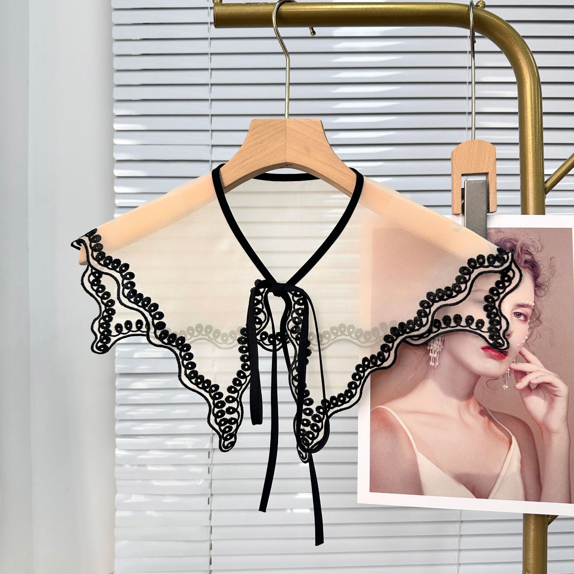 Primavera y verano delgada chale de encaje de mujer correa de cuello falso abrigo abrigo abrigo suéter cheongsam image 5