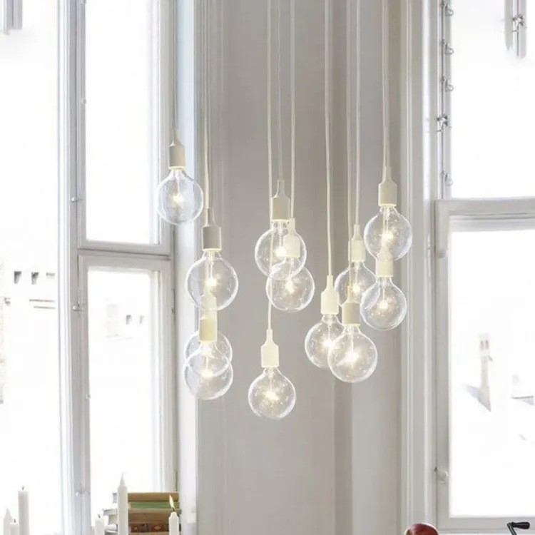 Fábrica transfronteriza venta directa E27 lámpara de lámpara de lámpara de silicona colorida lámpara de lámpara trenzada alambre dormitorio sala de estar bar bar