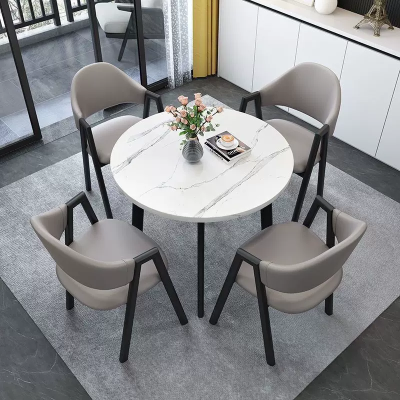 Negotiation table and chair set for coffee shops, milk tea shops, leisure tables, small apartment dining tables and chairs, shop reception round tables