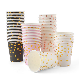 Cross-border in stock Supply Disposable Environmentally Friendly Degradable Bronzing Paper Cup Holiday Birthday Party Beverage Cup