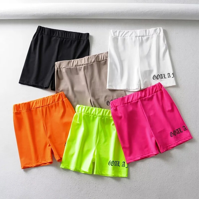 High print medium shorts black leggings dance anti-light 5 pants sports riding tight shorts specials