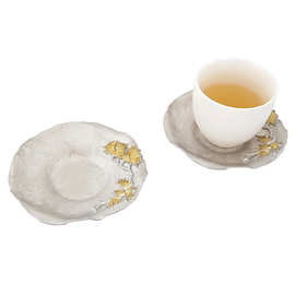 创意纯锡圆款杯垫 手打锤目纹金属茶杯垫日式杯托 茶道零配件批发
