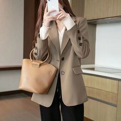 高级感西装外套女春秋新款炸街网版宽松中长款休闲百搭上衣潮
