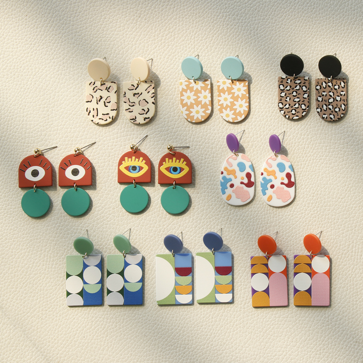 Plating Design 1 Pair Fashion Eye Leopard Plating Arylic Alloy Drop Earrings