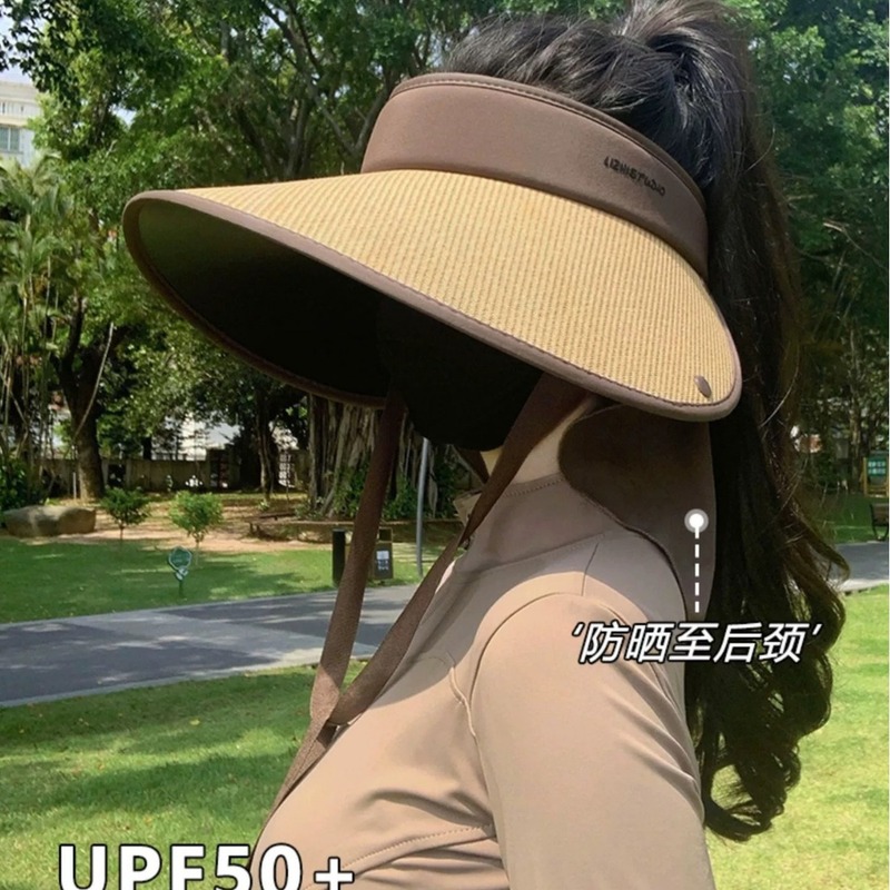 大きなつばの空の帽子の女性の夏の紫外線防止の後で首の日よけの帽子を保護します。|undefined