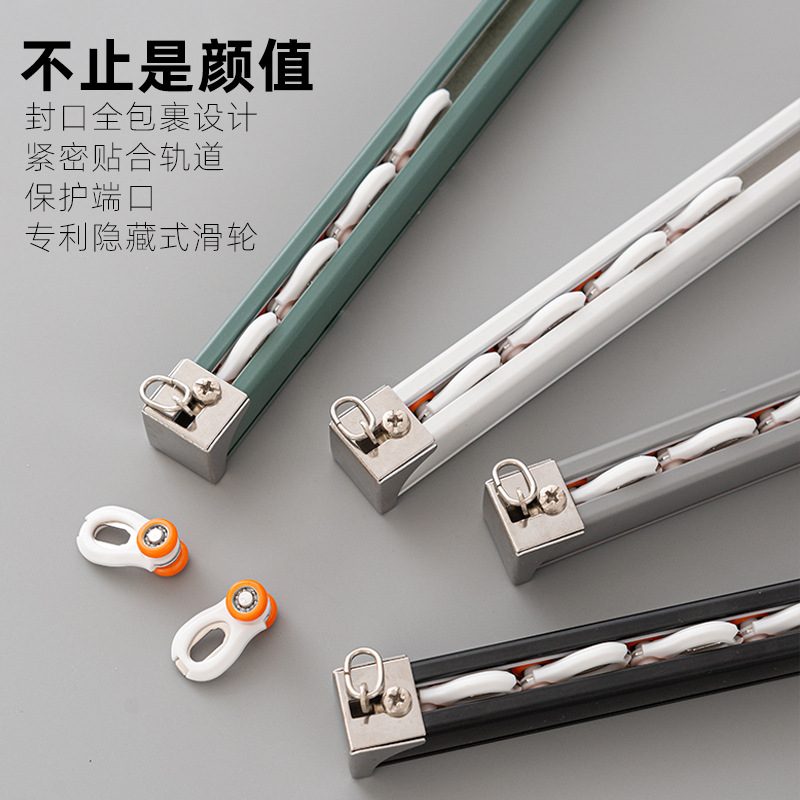 Aleación de aluminio engrosada pista de la cortina al por mayor barra de la cortina Accesorios de varilla romana Mute doble diapositiva pista de la cortina