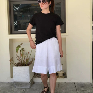 CS Women's Wear Waist Edge Linen Pants Shorts Women's 2025 Summer White Pants 1208908003