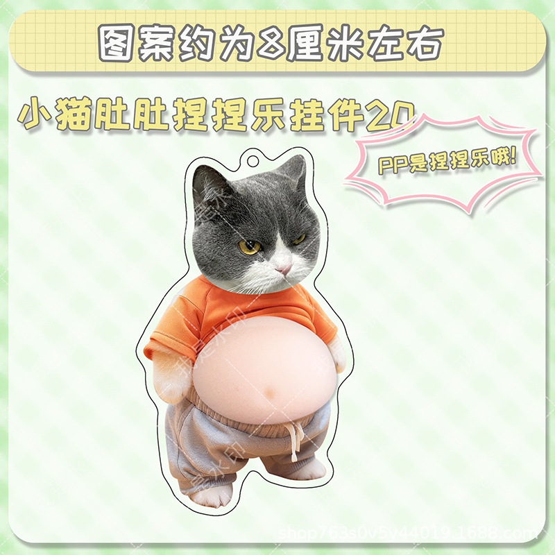 Colgante adorable mascota gatito cachorro acrílico estómago descomprimir pellizco colgante mochila llaveros decoración