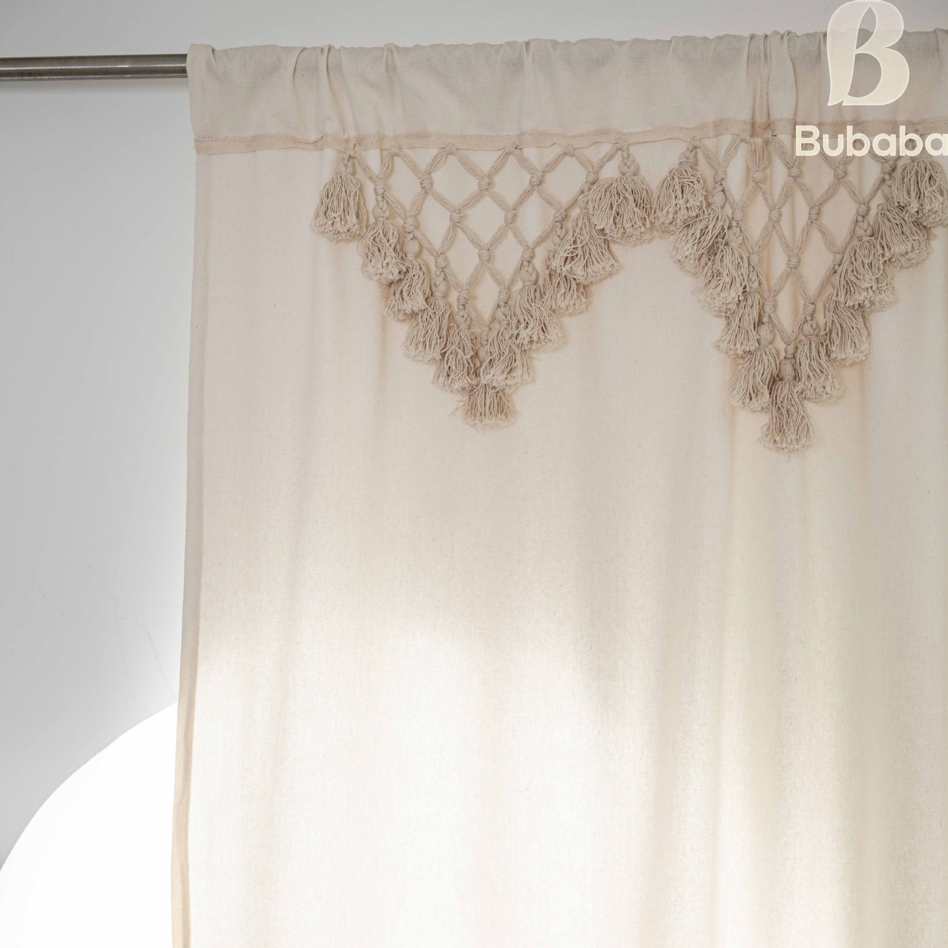 Cortina de algodón y lino con borlas para dormitorio y salón_voghion.com