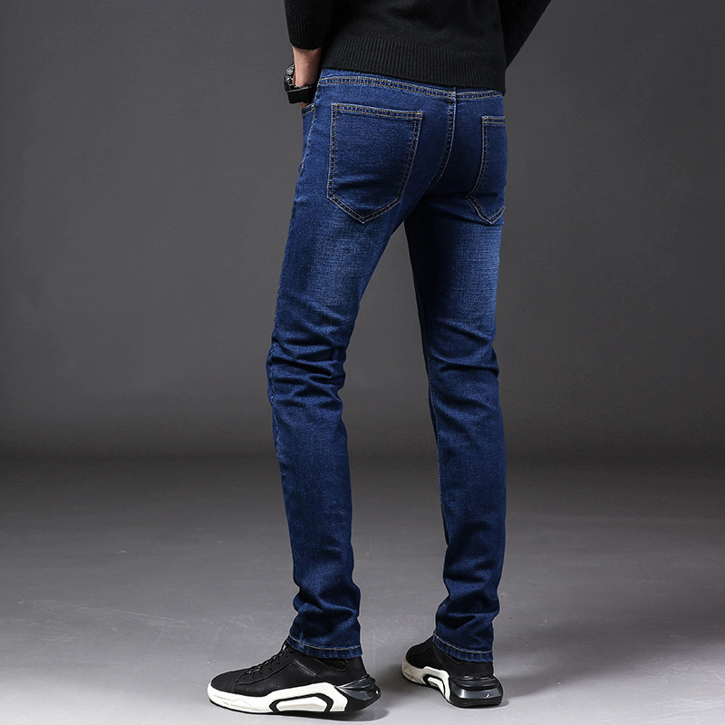 Business Men's Jeans Spring Men's Casual Pants Versatile Elastic Mid-Waist Slim Trendy Brand Men's Straight Pants