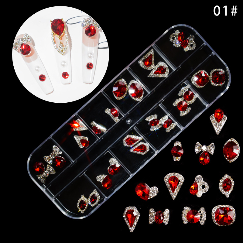 Nuevas joyas de manicura aleación de pegado de uñas accesorios de manicura de perforación de perforación de múltiples estilos de joyas de manicura mezcladas