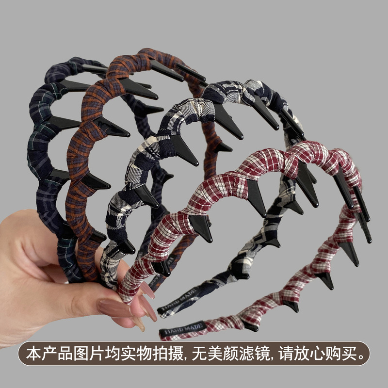 早秋简约布艺缠绕齿梳发箍女增高颅顶显脸小头箍外戴带齿波浪发箍|undefined