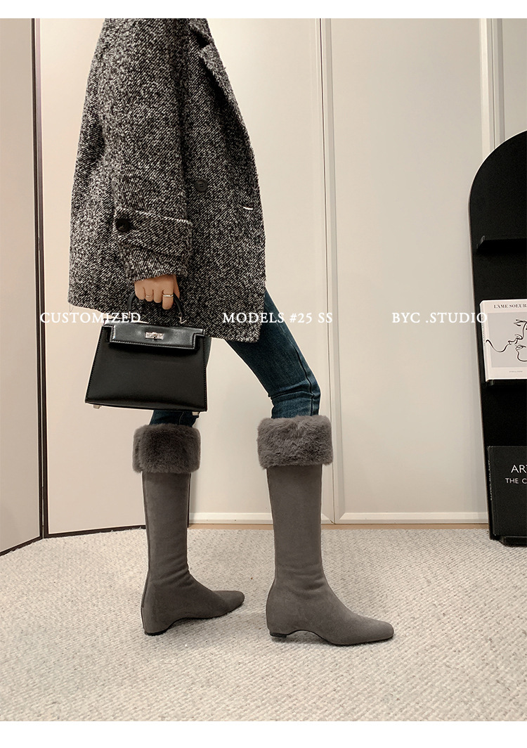 Boot tuyết nữ cổ cao lót lông cừu đế dày màu nâu — màu nâu chi tiết 18